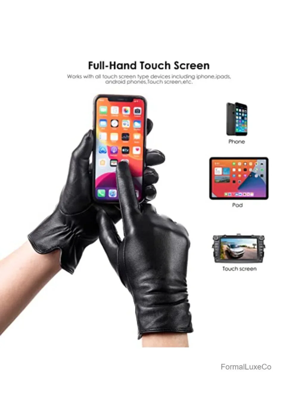 Women's Winter Genuine Leather Touchscreen Texting Driving Gloves Lambskin
